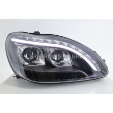 Mercedes S Class W220 Black Projector Headlamp w Bar ( W222 Style )